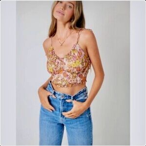Patrons of Peace Gold Pink Ruched Crop Camisole